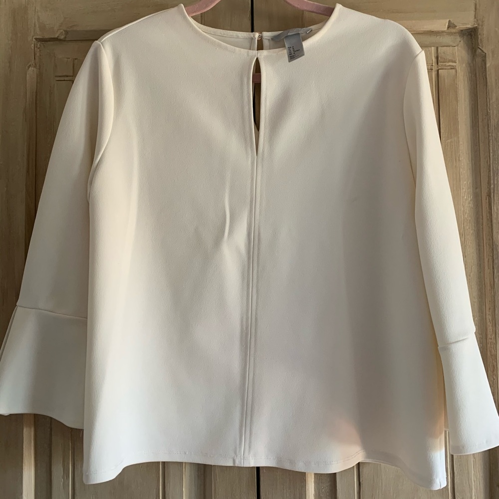 H&M White Work Long Sleeve Spring Top
